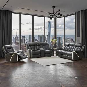 Juego de Sofás Convertibles Europeos Modernos de Poliuretano y Cuero Combinados con Almacenamiento, Sillón Reclinable Ergonómico, Muebles para Sala de Estar - Product Image 1