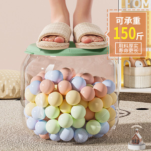 Storage <b>Stool</b> Transparent Plastic Round Toy Organizer For Kids Multi Size Color Options - Product Image 2