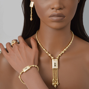 Monaco Wholesale Copper - Juego de Joyería para Mujer de 4 Piezas, Chapado en Oro de 18K, con Circonitas Cúbicas y Borlas, Estilo Hiphop, para Fiesta Nupcial y Uso Diario - Product Image 2