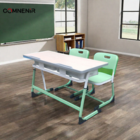 Chaise de bureau commerciale moderne en métal avec combinaison de sièges doubles réglables en hauteur pour l'école, la maison, le bureau, le salon et la salle de classe