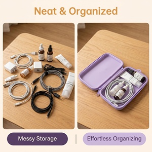 Multi-purpose Silicone Hard Shell Organizer Case Portable Zipper <b>Bag</b> for Makeup Stationery & <b>Cable</b> Storage - Product Image 3