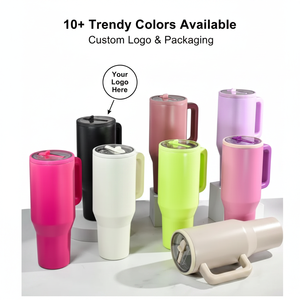 Nuevo Vaso Térmico de Acero Inoxidable de 40oz 2026 con Aislamiento al Vacío de Doble Pared, Asa Portátil y Popote, Taza de Viaje Personalizable con Logotipo para Coche - Product Image 1