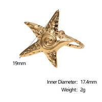 Bagues ajustables Showfay Bohème Étoile de mer pour femmes en acier inoxydable, accessoires de tourisme pour l'été et la plage