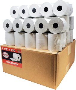 (50 rouleaux - noyau) 3 1/8 X 230 (<span class=keywords><strong>épais</strong></span>seur du <span class=keywords><strong>papier</strong></span> 70 g/m²) <span class=keywords><strong>Papier</strong></span> thermique <span class=keywords><strong>pour</strong></span> <span class=keywords><strong>imprimante</strong></span> de reçus de qualité supérieure sans BPA, qualité A - Product Image 1
