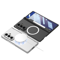 Étui de luxe électroplaqué pour téléphone à chargement sans fil pour Z Fold 7/8 avec support magnétique anti-traces de doigts en PC ultra-fin