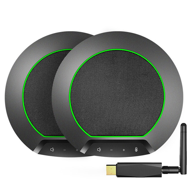 360 Voice Pickup Conference Microphone System Noise Reduction Wireless Cascading for Large Conference Room (600-1100 Sqft)