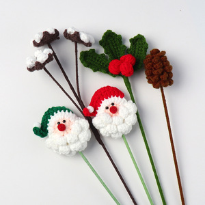 Adornos Navideños TC, Plantas Artificiales, Decoración para el Hogar, Ramos de Navidad Tejidos a Mano con Hilo, Flores de Ganchillo de Santa Claus - Product Image 1