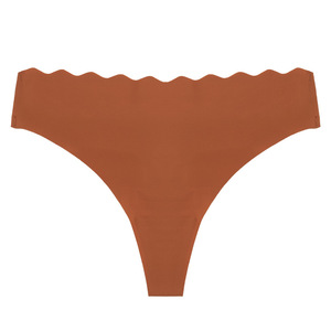 Culotte sans couture une pièce pour femme, couleur unie, taille basse, motif vague évidé, en polyamide, avec adhésif - Product Image 6