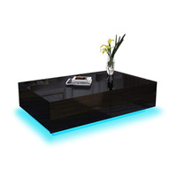 Table basse LED en bois, mobilier de salon, brillant, Simple, moderne, réglable, hauteur, panneau Antique, KD, prix d'usine