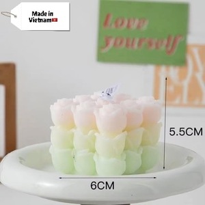 Único hecho a mano Día de San Valentín Favores de la boda Flor Burbuja Vela Gradiente Cubo en forma de velas perfumadas - Product Image 1