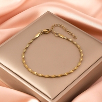 Bracelet chaîne corde torsadée en acier inoxydable plaqué or 18 carats pour femmes bijoux de bracelet de mode à chevrons imperméables