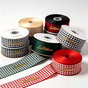 Cinta de Grosgrain de Poliéster/Algodón de 1-1/2 Pulgadas con Estampado en Lámina Dorada, Certificación OEKO-TEX/BSCI - Product Image 1