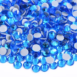 SS16 SS20 1440pcs Capri Blue Iron On Hot Fix Crystals Strass Flatback Glass Crystal Hotfix Rhinestones For Clothes Crafts