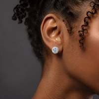 Anting-anting jepit kristal bulat elegan berlapis perak tanpa tindik, perhiasan pengantin untuk wanita dan perempuan, hadiah