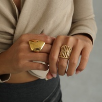 Bague en acier inoxydable imperméable personnalisée en or 18 carats, style espagnol, bague ouverte, bijoux de mode pour femmes, ensembles de bagues, chunky
