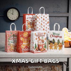 KUAIMA Wholesale Merry Christmas Art <b>Paper</b> Shopping Bag Gingerbread Man Christmas Gift Bags with Lamination for Candles Crafts - Product Image 2