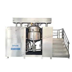 Double cylinder hydraulic lifting type cosmetics mixing emulsification equipment cream vacuum mixer machine