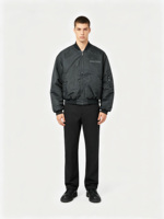 Blouson aviateur décontracté léger pour homme, veste d'hiver avec fermeture éclair et logo avant disponible