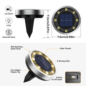 Lumière de chaussée <span class=keywords><strong>solaire</strong></span> IP65 étanche Yard Solar Power 8 Led 10Led Light Lamp Patio Lawn Decor Solar LED Garden Disk Ground Light - Product Image 3