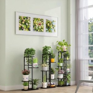 <span class=keywords><strong>Support</strong></span> carré en métal pour pots <span class=keywords><strong>de</strong></span> fleurs d'intérieur en fer forgé <span class=keywords><strong>avec</strong></span> étagères pour balcon pour la maison, le jardin et le sol. - Product Image 1