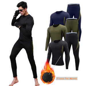 Men Thermal Underwear Set Long Sleeve Fleece Lined Warm <b>Base</b> <b>Layer</b> For Outdoor Fitness Tactical Wear - Product Image 1