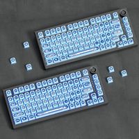 Blaue Katzenauge-Serie Wärmeübertragung Gaming Niedliche Tastenkappen 138 Tasten Originalhöhe Mechanische Tastatur Individualisiert