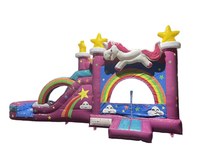Château gonflable commercial licorne et trampoline en PVC pour la location de fêtes d'enfants - Amusement garanti