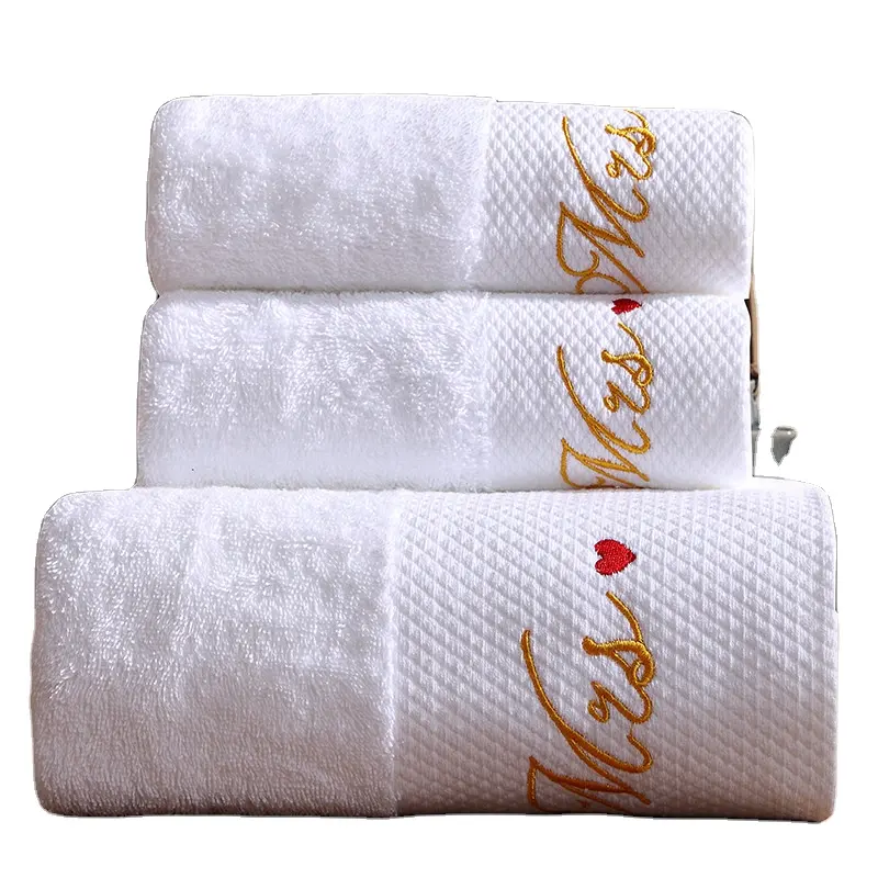 Hotel Bath Towel 70x140 cm White 600 GSM Shower Towels Custom With Logo Large Size 100% Cotton Towels for Hotel