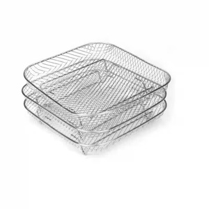 Support de cuisson empilable carré multicouche polyvalent en acier inoxydable pour friteuse à air, <span class=keywords><strong>d</strong></span>éshydrateur, four, cuisson au four, rôtissage et grillades - Product Image 4