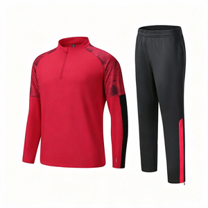 Survêtement unisexe, haut d'entraînement à demi-zip, veste à manches longues, 100% polyester, taille élastique, vêtements de sport d'extérieur automne-hiver - Product Image 2