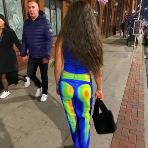 Nuovo arrivo moda Streetwear a vita bassa Jeans donna Cyber Goth pantaloni Cargo primavera Colorblock con grafica Denim - Product Image 2