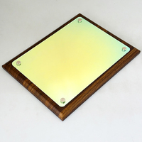 Plaque de certification rectangulaire en bois vierge avec plaque en acrylique arc-en-ciel MH-FJ0028