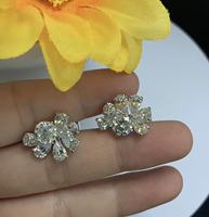 Anting-anting Perak Sterling 925 Grosir dengan Hiasan Bunga dan CZ, Potongan Multi Sisi, Anting-anting Pernikahan Pengantin, Perhiasan Mewah