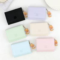 Dompet Pendek Wanita Multifungsi Butter Bear, Dompet Koin Warna Solid Mewah Ringan, Penutup Terbuka, Lapisan PU, Portabel