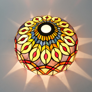 <span class=keywords><strong>Abat</strong></span>-<span class=keywords><strong>jour</strong></span> Tiffany en verre teinté <span class=keywords><strong>jaune</strong></span> paon de 12 pouces, fait à la main, design moderne, pour lampe torche sur pied cintré, remplacement - Product Image 5