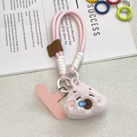 Lanière de téléphone portable en polyester à fourrure douce Capybara, pendentif en peluche, design anime, porte-clés dessin animé, bracelet tressé à la main