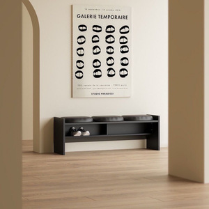 Scandinavian Solid Wood Shoe Bench With Leather Cushion Storage For Entryway Living Room - Product Image 3