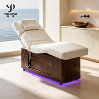 Lit de beauté électrique moderne extra large et long à 4 moteurs avec coussin chauffant en latex, lumière ambiante violette, base en contreplaqué, pour salon, soins du visage, salon de beauté
