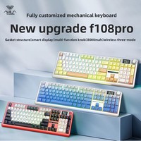 Clavier mécanique sans fil AULA F108 PRO BT, clavier de jeu à commutation à chaud, batterie 8000 mAh, interrupteurs pré-lubrifiés, rétroéclairage RVB, PBT