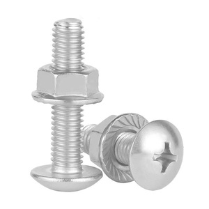Boulons de chariot et écrous en acier au carbone DIN603, finition zinguée, tête ronde, col carré, filetage M6, CLASSE 4 selon la norme - Product Image 4