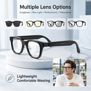 แว่นตาอัจฉริยะ<span class=keywords><strong>พ</strong></span>ร้อม AI และกล้องเลนส์คู่ 20MP บันทึกวิดีโอ 4K ไมโครโฟนตัดเสียงรบกวน บลูทูธ 5.4 สำหรับการถ่ายภาพท่องเที่ยว - Product Image 1