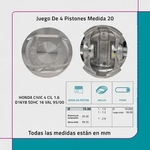 Juego de 20 Pistones para Honda Civic 4 Cilindros 1.6 D16y8 SOHC 16V 95/00 - Product Image 6