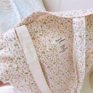 Nouveauté été : Sac fourre-tout en coton grande capacité pour <span class=keywords><strong>femme</strong></span>, imprimé floral frais, style minimaliste, sac à bandoulière en toile brodée ouverte - Product Image 5
