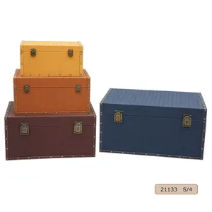 Wooden Storage Trunk Boxes Set for Home Decorative Storage