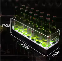 Seau à glace carré en plastique commercial à LED RGB, bac à boissons en acrylique pour service de bouteilles VIP en boîte de nuit, table de lounge, refroidisseur de bière