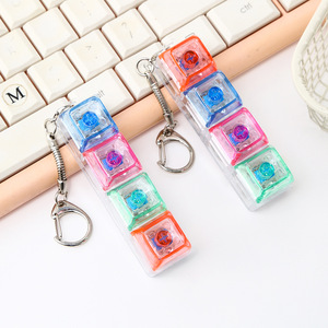 พวงกุญแจรูปทรงสี่เหลี่ยมพร้อมปุ่มกดคลายเครียด 9 ปุ่ม วัสดุ ABS เปลี่ยนสีได้ ของเล่นนิ้วมือ พร้อมห่วงสแตนเลส - Product Image 2