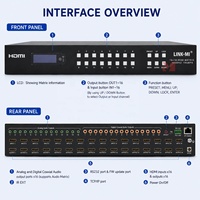 4K60Hz 16x16 HDMI Matris 16 Giriş 16 Çıkış Video Anahtarlayıcı, LCD Panel Düğmeli, Akıllı EDID RS232 TCP/IP Kontrolü, Ses Düzeyi Kontrolü