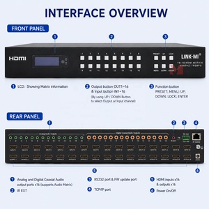 Matrice <span class=keywords><strong>HDMI</strong></span> <span class=keywords><strong>16x16</strong></span> 4K60Hz, commutateur vidéo 16 entrées 16 sorties avec panneau LCD, bouton intelligent, contrôle EDID RS232 TCP/IP, contrôle du volume - Product Image 3