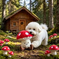 Jouet en peluche pour chien en forme de champignon rouge à pois, doux et couineur, pour Bichon Frisé, chiens de petite et moyenne taille, pour jouer en extérieur