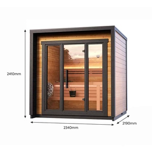 Sauna extérieur carré, sauna en cèdre canadien pour 4 personnes, système imperméable, grandes fenêtres en verre, sauna à double bancs - Product Image 3